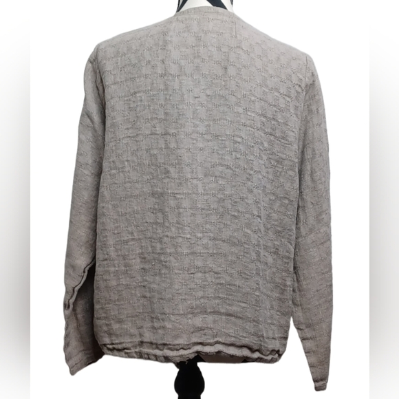 Eileen Fisher Vintage 100% Linen Textured Lagenlook Button Down Front Top - Picture 3 of 14